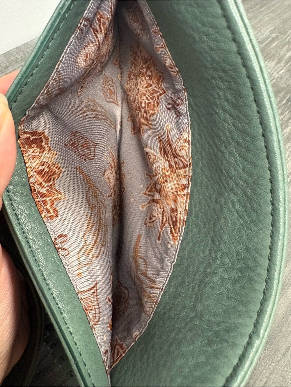 HOBO Small Green Leather Crossbody with Tassel and Front Zip Bag - Picture 7 of 8